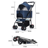 Foldable Pet Stroller with Detachable Carrier, 360° Wheels & Mesh Windows for Dogs/Cats, Lightweight Travel Cart