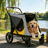 Large Foldable Pet Dog Stroller Rolling Dogs Cat Carrier for Senior Old Pet up to 42KG