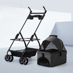 4-Wheel Foldable Dog & Cat Stroller with Cup Holder & Detachable Carrier