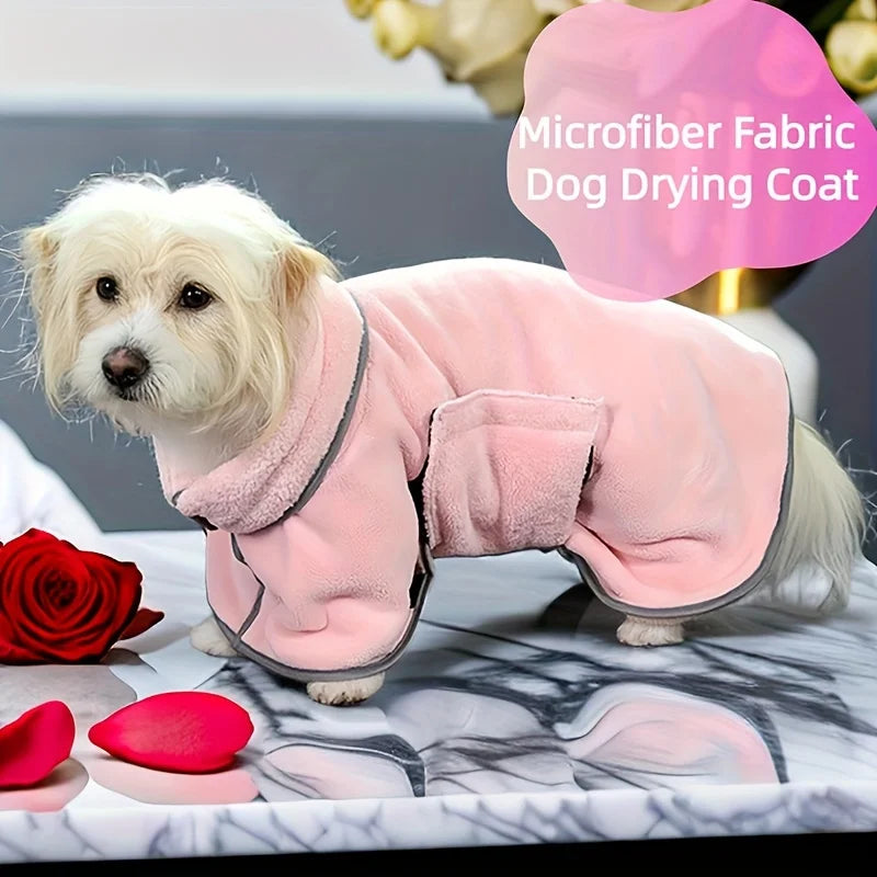 Cooling Absorbent Dog Bath Towel — Bathrobe-Style Pet Wash Towel