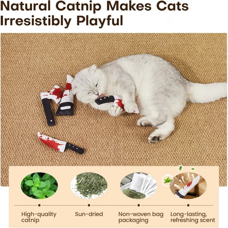4-Pack Knife-Shaped Catnip Crinkle Toys — Fun Indoor Exercise