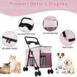 Dog Stroller With 360-degree Wheels Foldable Pet Cart 5 Ventilation Windows & Removable Tray Dog Cart For Small/Medium Dogs