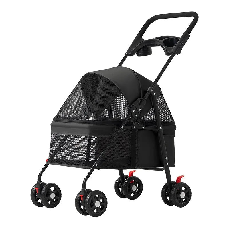 Lightweight Foldable Pet Pushchair Stroller for Small Dogs & Cats up to 15 lbs