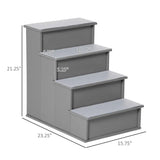 Pet Stairs with Cushioned Cover, 15.75x23.25x21.25in, Grey
