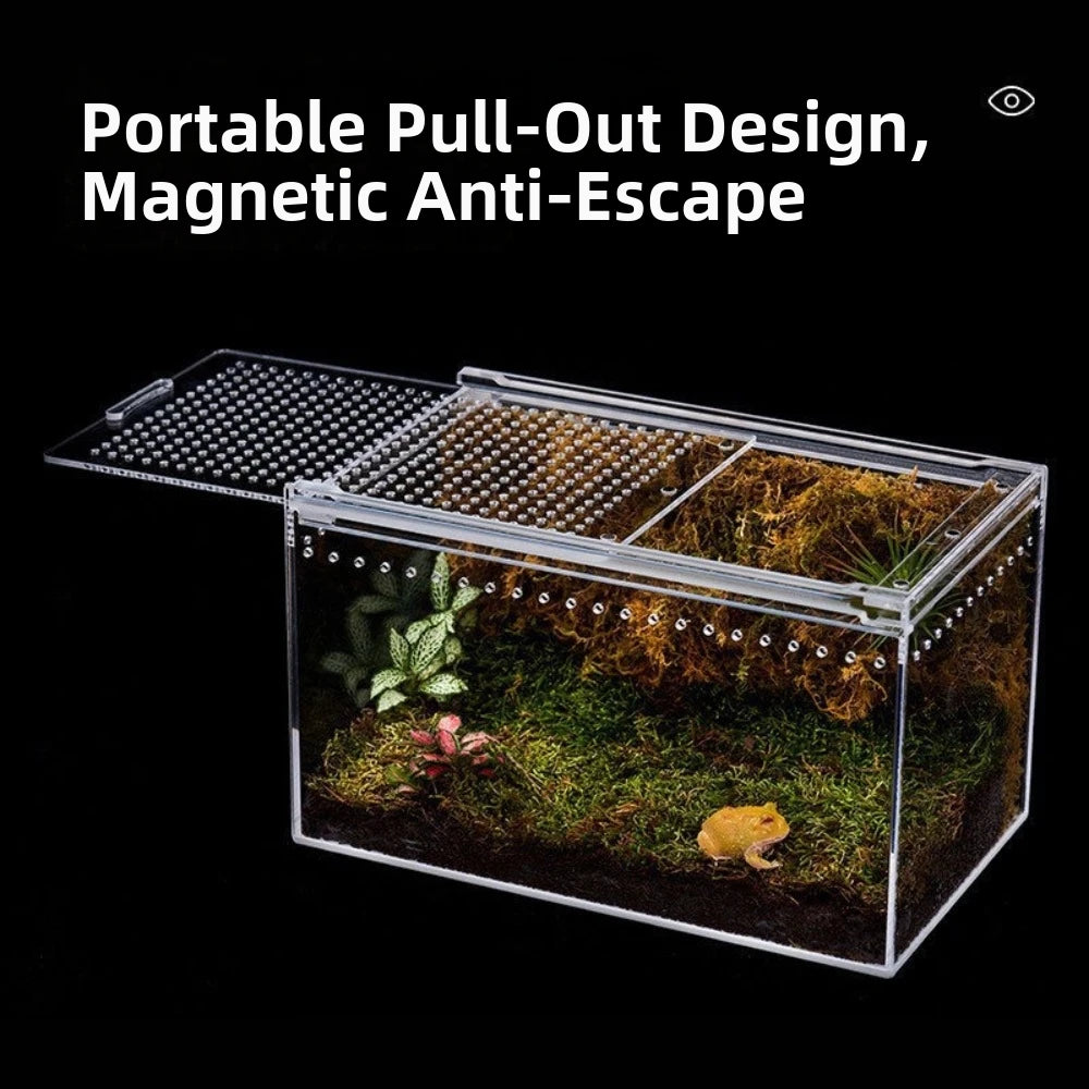 Clear Acrylic Reptile Terrarium — Ventilated Anti-Escape Habitat