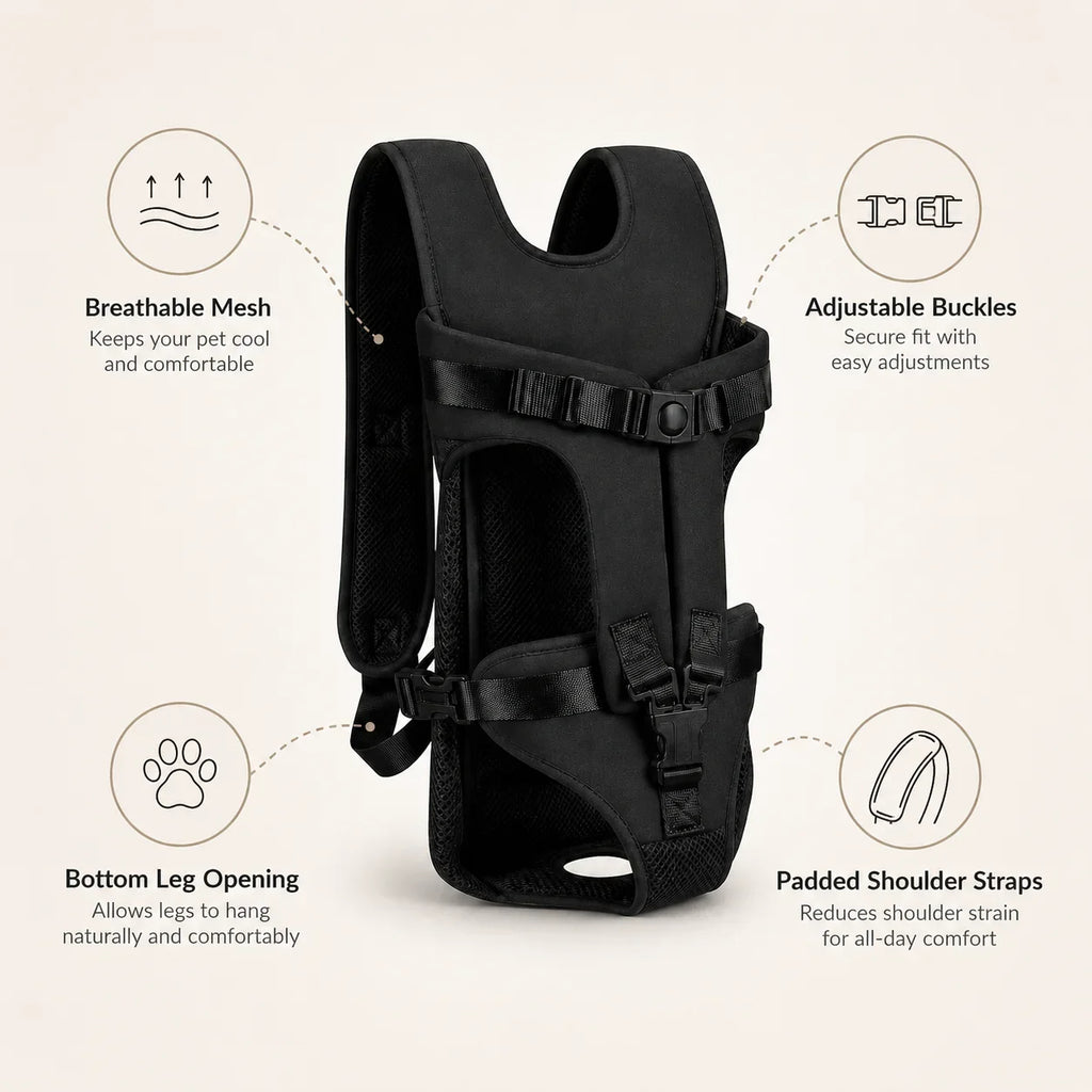 Hands-Free Pet Chest Carrier (Breathable Mesh, Adjustable, Travel)