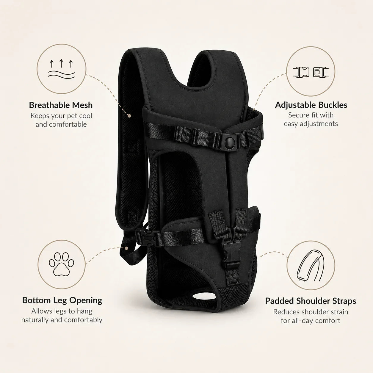 Hands-Free Pet Chest Carrier (Breathable Mesh, Adjustable, Travel)