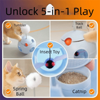 Auto-Rotating Spring Cat Toy with Feather & Bell — Self-Righting Tumbler