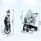 Lightweight High-View Pet Stroller with Detachable Carrier for Cats & Dogs