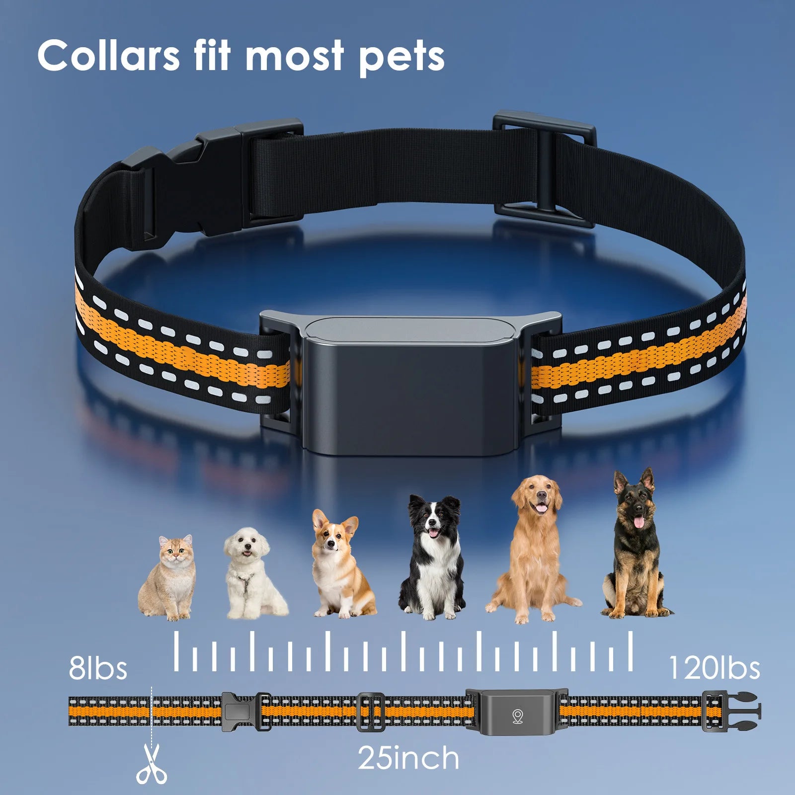 IP67 Waterproof GPS Smart Collar for Cats & Dogs - No Subscription WiFi Real-Time Tracker