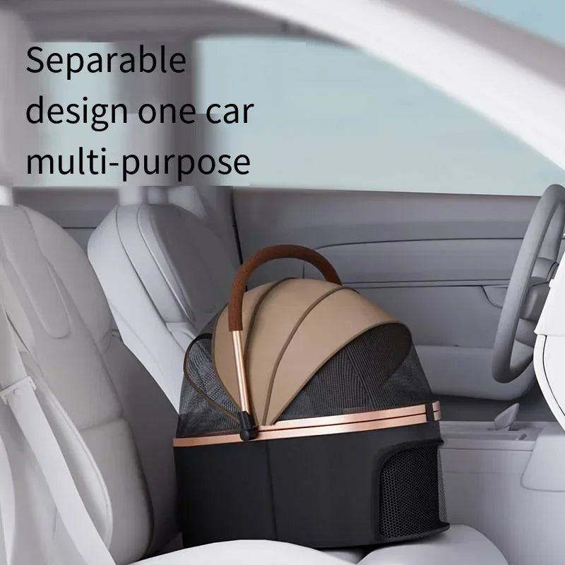 Separable Pet Stroller with Detachable Multifunctional Bag — One-Click Fold Cat & Dog Travel Cart