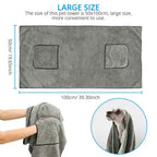 Large Nylon Pet Towel with Pocket Design — Non-Linting, Fast-Absorbing