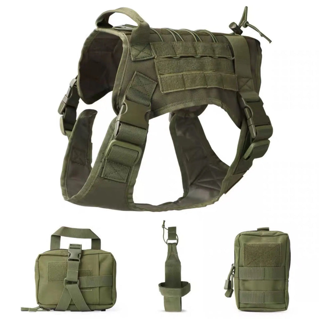 Tactical Camo Dog Vest (Outdoor Training, Chest & Back, Large Dogs)