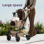 Large-Space Shockproof Breathable Lightweight Pet Stroller with One-Click Fold for Small & Medium Dogs & Cats