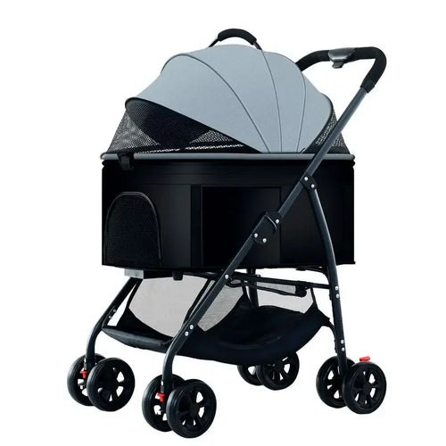 Lightweight Folding Pet Trolley, Cat and Dog Bag Can Be Separated from the Cage, Small Pet Car Can Carry Pet Sleeping Basket