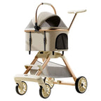 Aluminum Alloy Foldable Pet Stroller with Detachable Carrier for Cats & Dogs