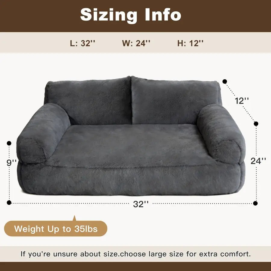 Plush Cat & Dog Couch Bed with Washable Cover