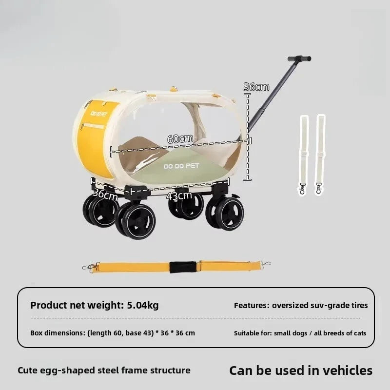 Transparent Foldable Pet Carry-On Suitcase Trolley for Cats & Dogs