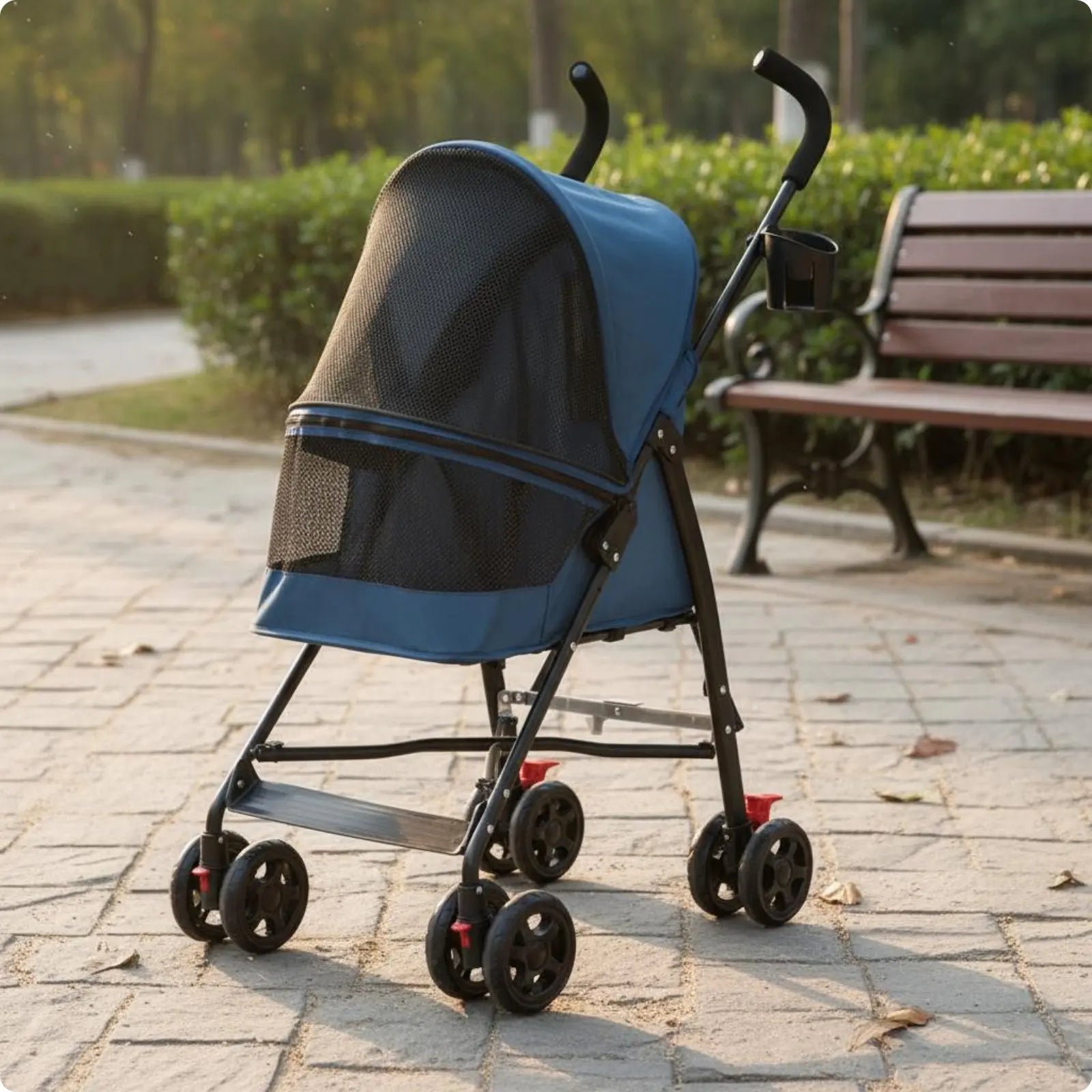 Foldable Ventilated Pet Stroller with Large Viewing Window & Lockable Wheels for Dogs
