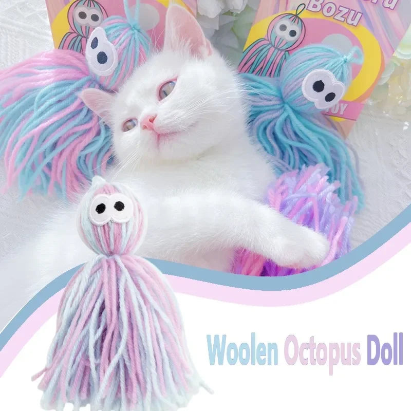 Wool Octopus Plush Cat Toy — Bite-Resistant Self-Righting Kitten Play Ball