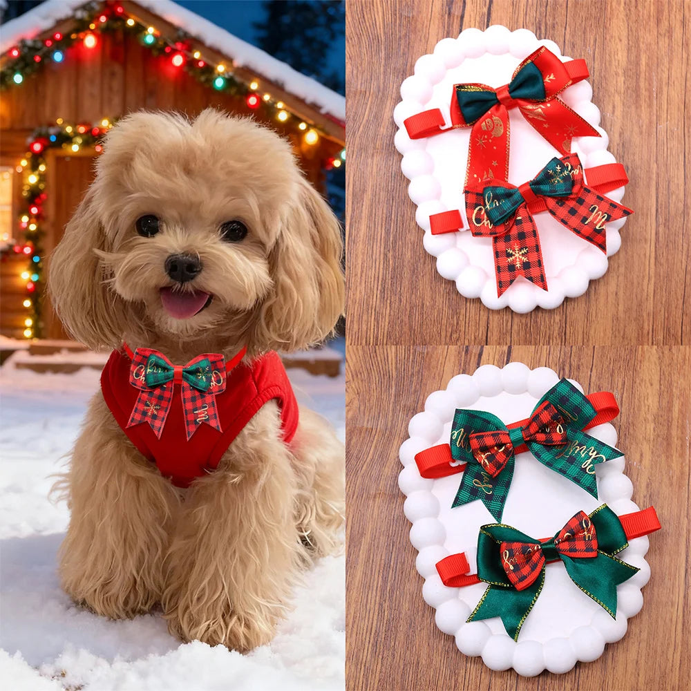 Exquisite Christmas Bowtie 30-Pack for Small Dogs & Cats