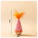 Christmas Wooden Tumbler Cat Toy (Catnip & Feather)