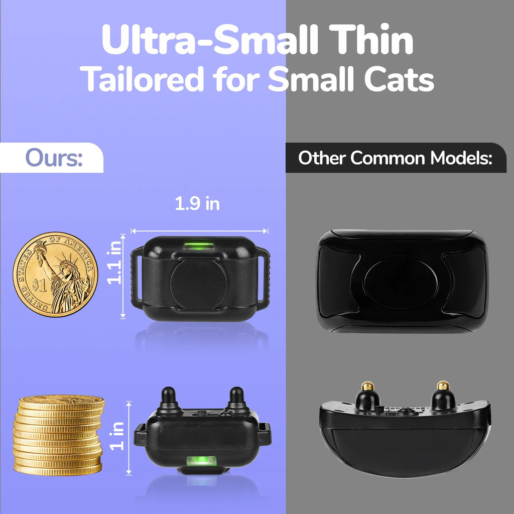 Ultra-Small Cat Training Collar — Waterproof, Rechargeable, 2000ft Remote