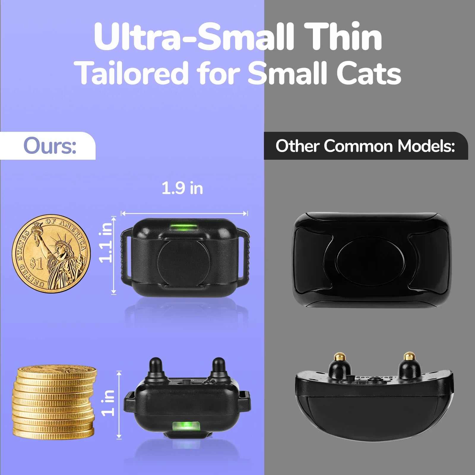Ultra-Small Cat Training Collar — Waterproof, Rechargeable, 2000ft Remote