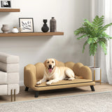 Pearl Design Pet Sofa with Solid Wood Legs, Coffee Brown