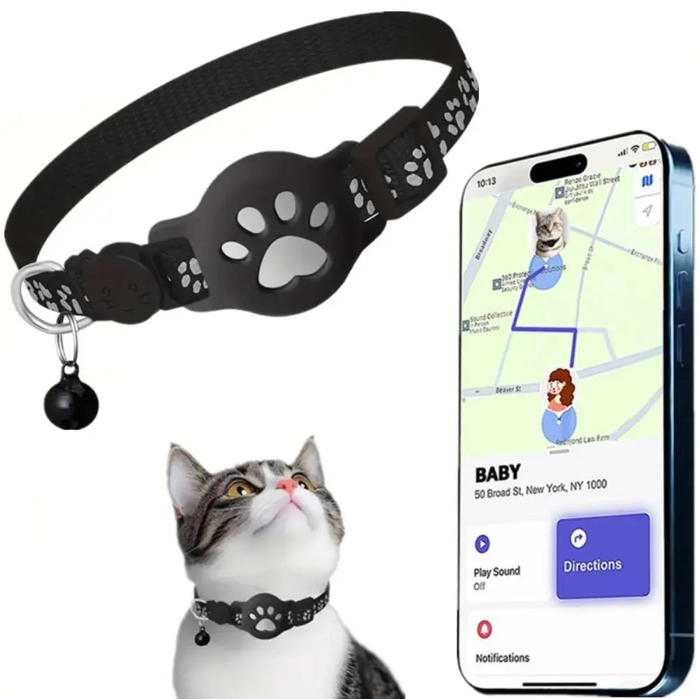 Reflective GPS Tracker Collar Necklace for Cats with Smart Location Tracking