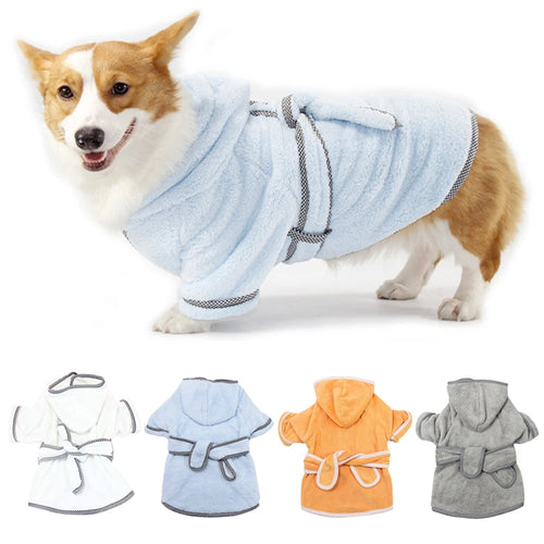Microfiber Dog Bathrobe with Belt — Super Absorbent Fast-Drying Jacket, S–3XL