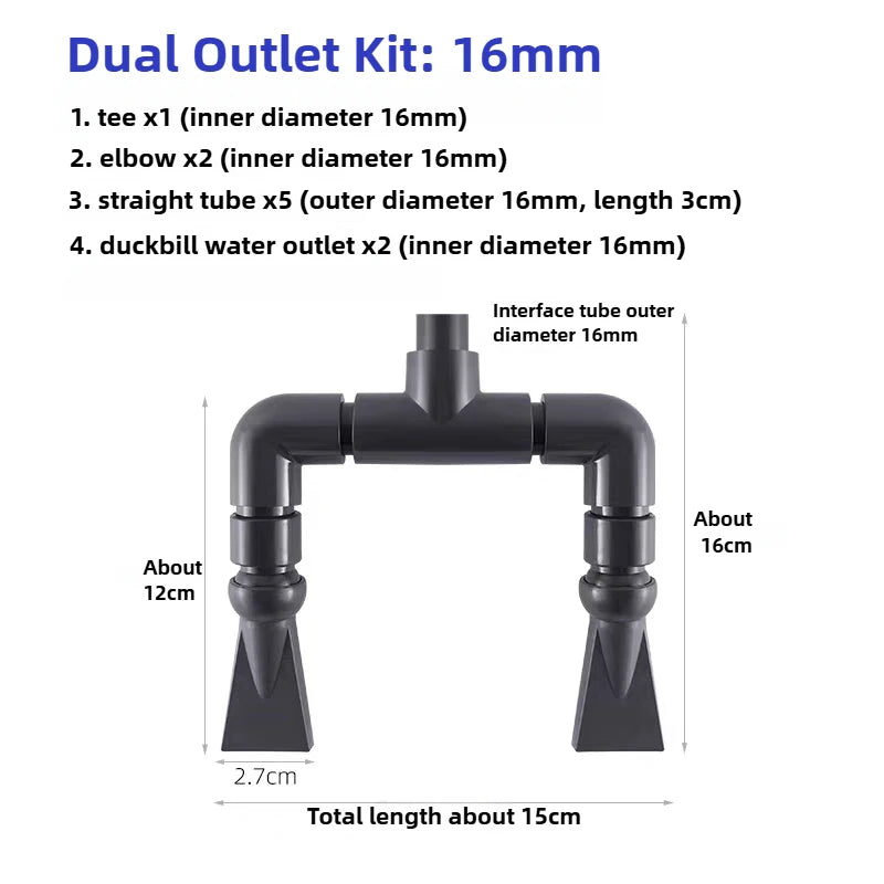 Aquarium Duckbill Sprinkler Connector (Double-Head, Pump Nozzle)