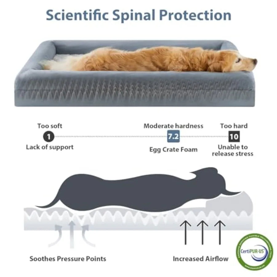 XL Orthopedic Dog Sofa Bed with Bolster Sides, Washable