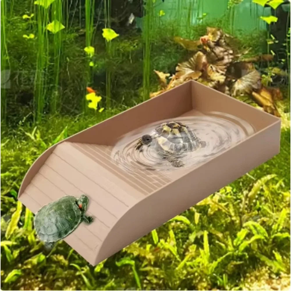 Turtle Bathing Pool & Feeding Dish — Easy-Clean Water Bowl for Box Turtles & Frogs