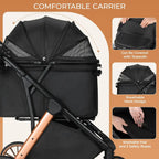 All-Terrain Pet Stroller with Aluminum & Carbon Steel Frame, Shock Absorbers, Sun Shades & Adjustable Handle