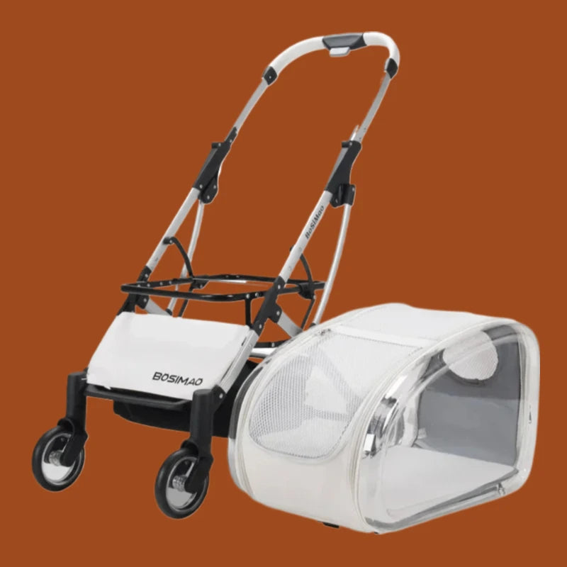 Transparent-Panel Foldable Pet Stroller for Small & Medium Dogs