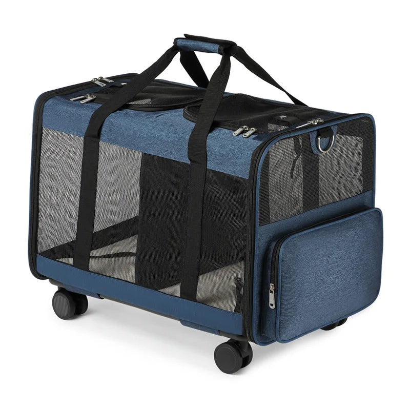 Double-Layer Pull-Out Pet Backpack with Single Shoulder & Handheld Straps for Cats & Dogs