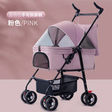 Hot Sale Luxury Four-Wheel Foldable Dog Cart Separable Basket Breathable Pet Carrier for Outdoor Travel Baby Carriage Not Stuffy