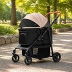 Multi-Function Foldable Large Dog Stroller Wagon with Breathable Mesh & 360° Swivel Wheels
