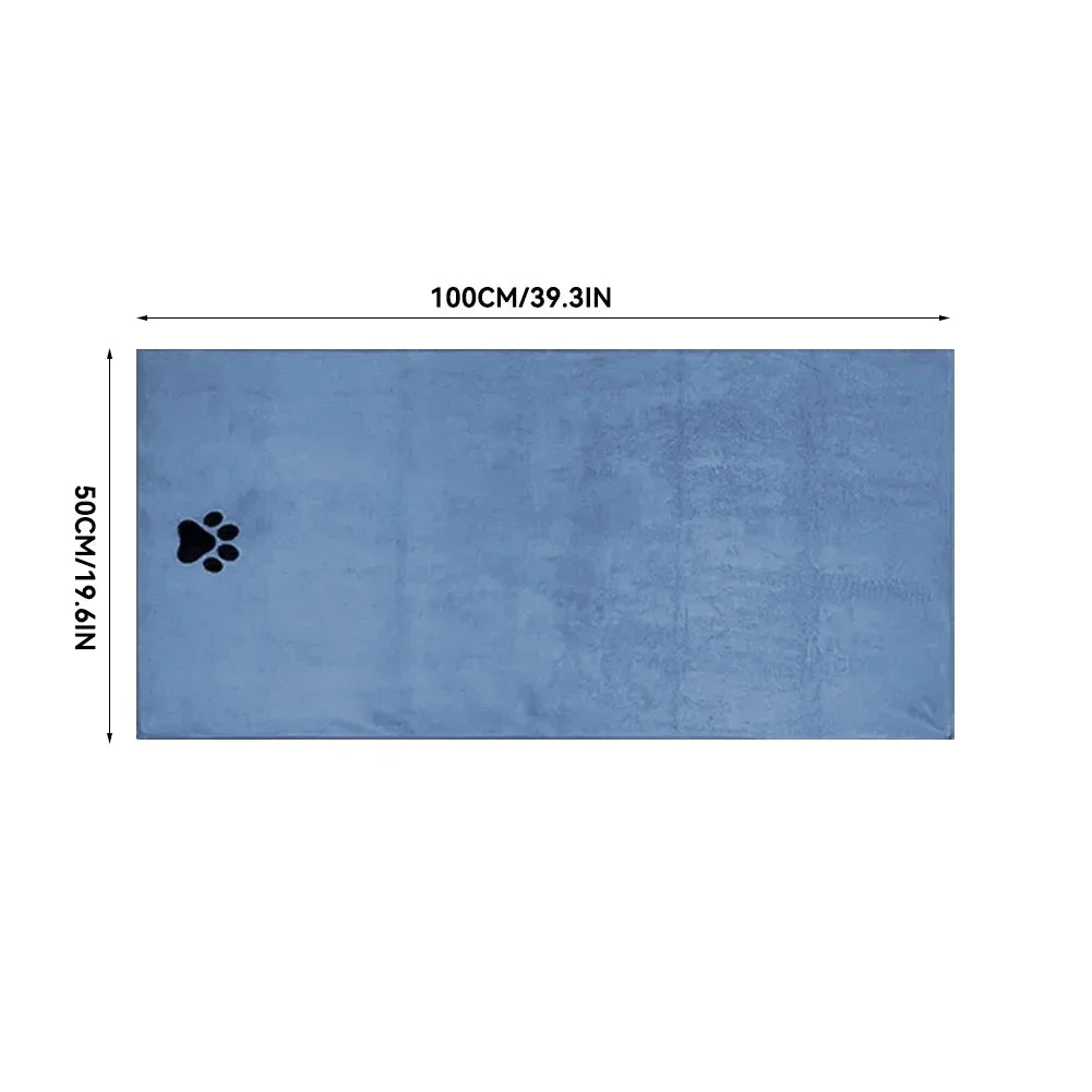 Embroidered Microfiber Pet Bath Towel — Soft, Absorbent, Doubles as Blanket