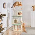 Paw-Shaped Plush Cat Tree with Condos (58in)