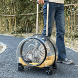 Pet Carrier Universal Wheel Rolling Cat Carrier Clear Trolley Case Large Capacity Pet Carrier Breathable Pet Travel Bag Fashion