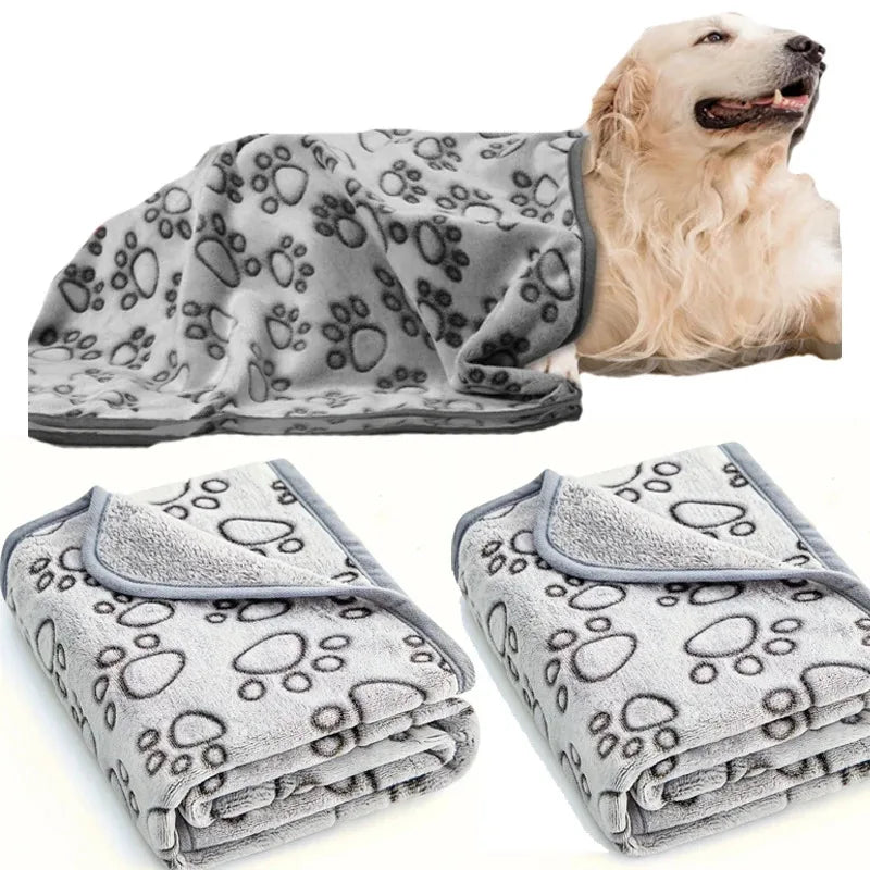 Fluffy Cartoon Print Pet Blanket — Soft Cotton Mat for Cats & Dogs