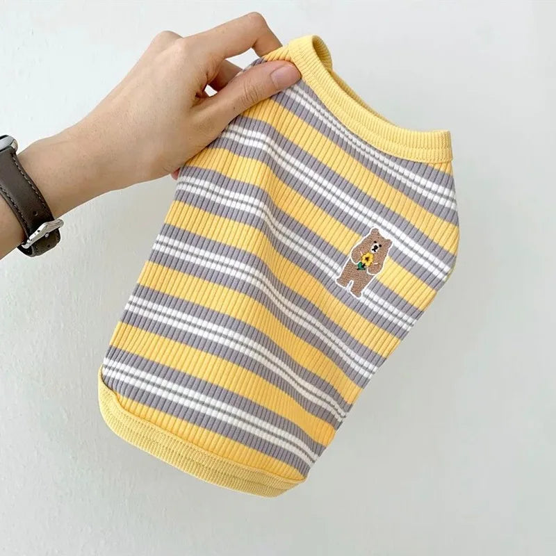 Striped Cat T-Shirt — Stretchy Breathable Slip-On Tank Top