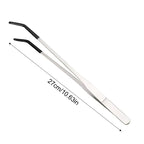 Bent-Tip Stainless Steel Feeding Tweezers — Straight & Curved, 10.6"