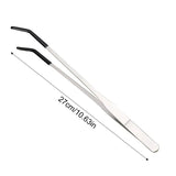 Bent-Tip Stainless Steel Feeding Tweezers — Straight & Curved, 10.6"
