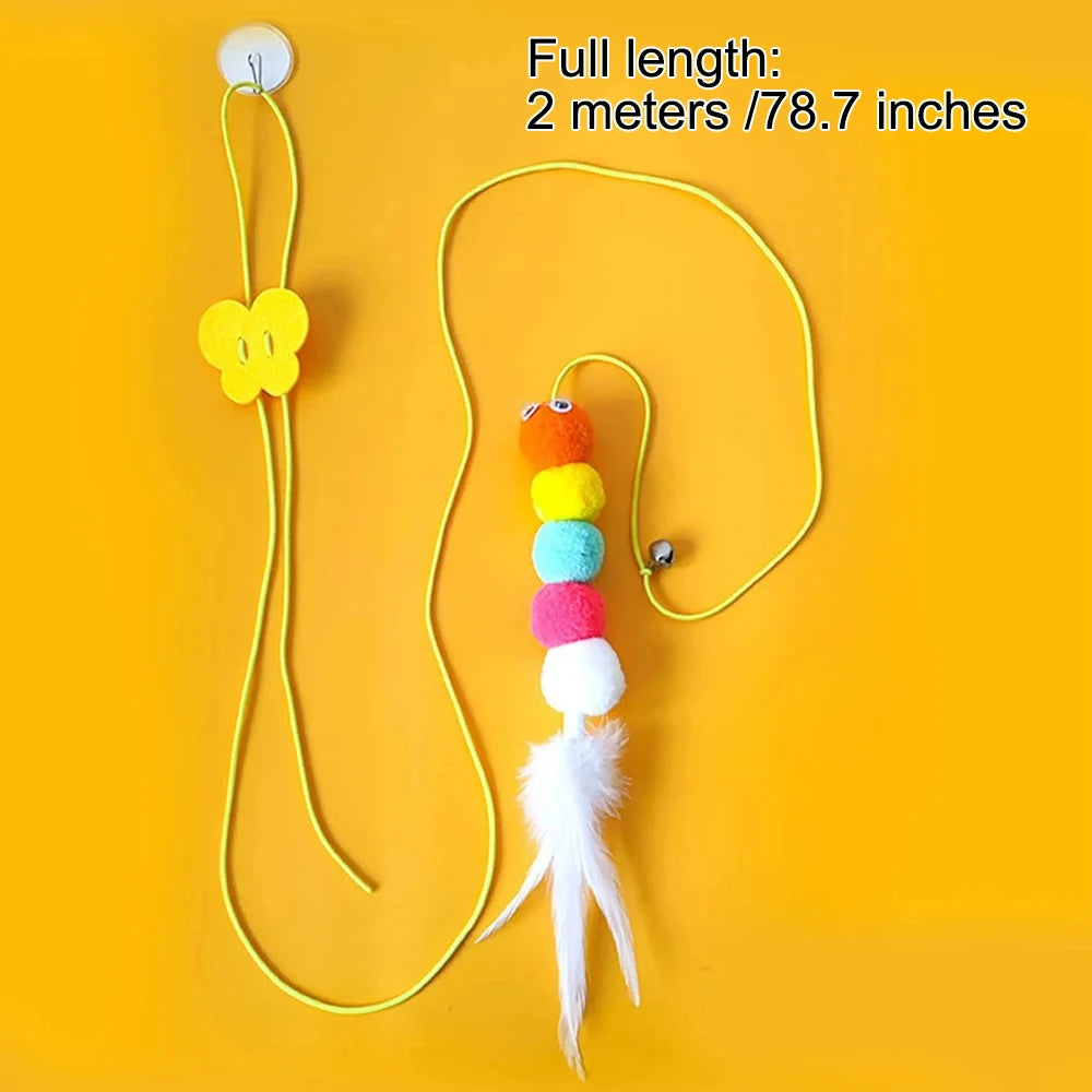 Elastic Rope Hanging Cat Teaser — Feather & Bell Self-Play Toy