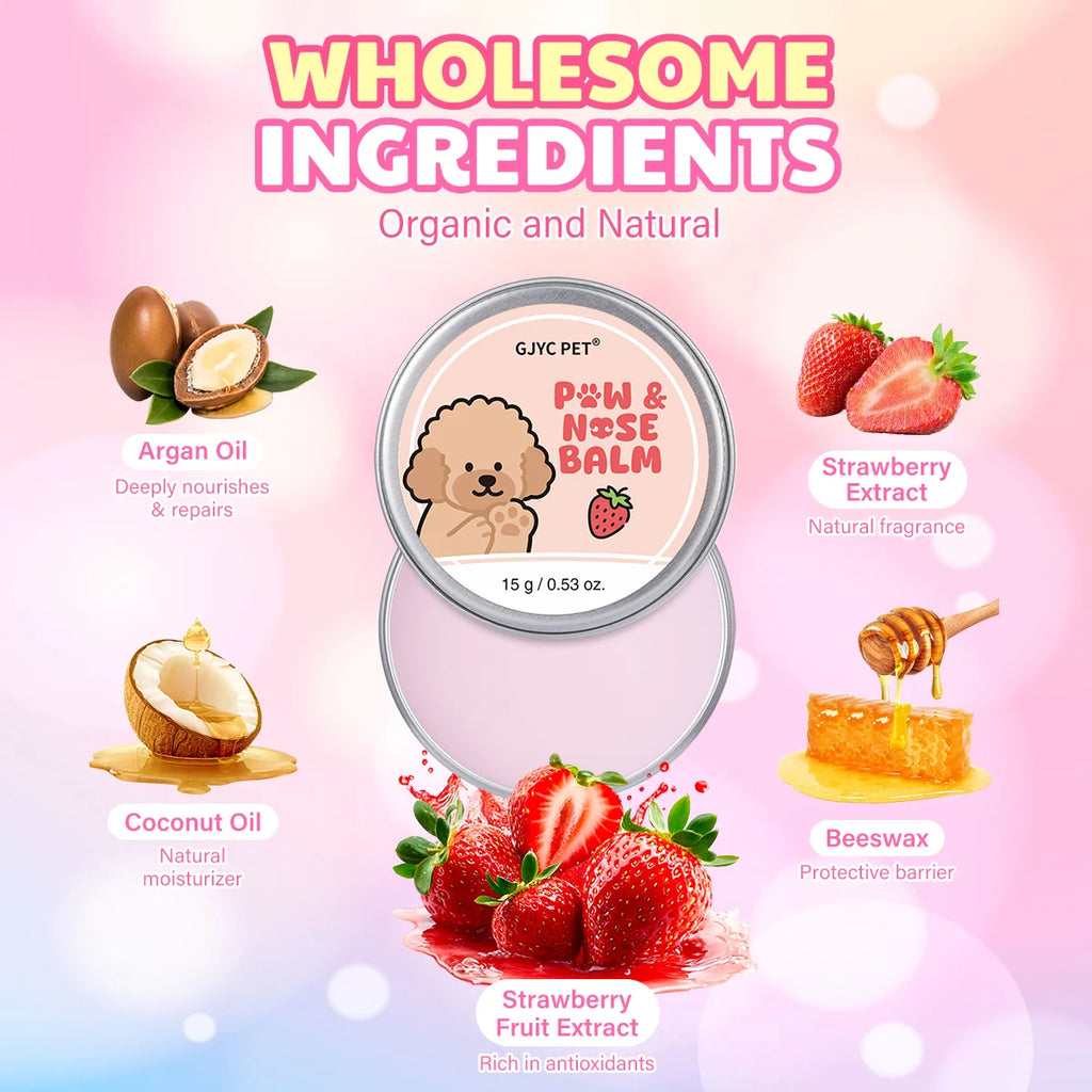 Strawberry Paw Balm for Dogs & Cats — Softens Cracked Pads