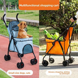 2 in 1 Folding Shopping Cart Pet Stroller 14 LB Grocery Cart 38L Large Cart with Basket for Groceries Laundry Camping Pet Travel