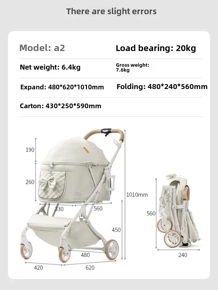 Breathable Lightweight Folding Outdoor Pet Stroller for Small & Medium Cats & Dogs — Convenient Carrier